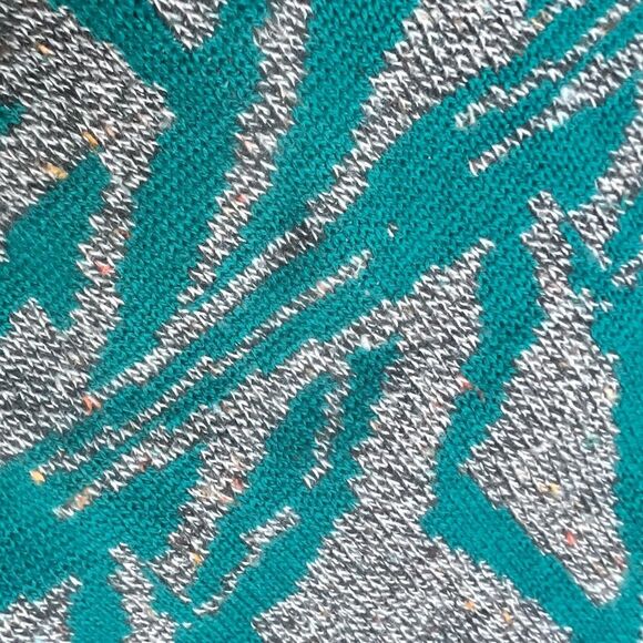 Vintage 90’s Collectif Italy Street Knit Sweater Teal Gray Abstract Size L - Picture 8 of 10